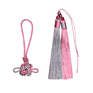吉祥结双拼色流苏穗子手工编织车挂件吊穗冰丝垂直中国结挂饰配件