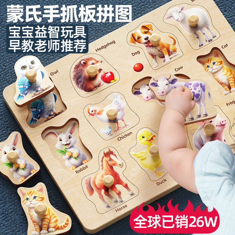 boby蒙氏早教婴幼儿手抓嵌板拼图