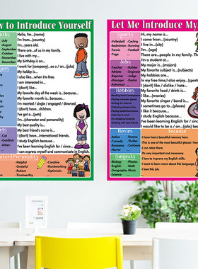 英语培训机构国际学校双语学习Introduce自我介绍英文读写说海报