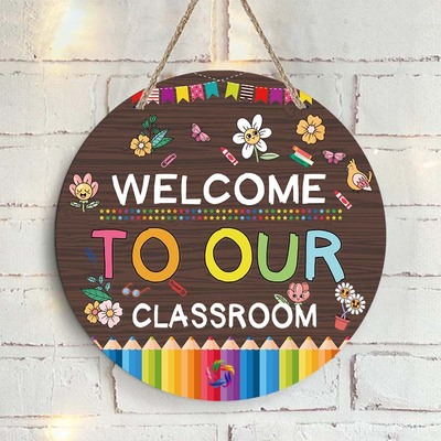 英语教室Welcome前门装饰挂牌Classroom学校环创国际培训机构装饰