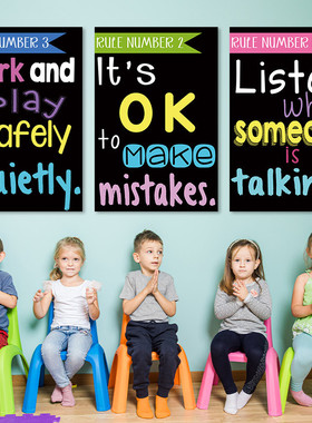 国际双语学校装饰英语课堂规则classroom rules外语培训墙面布置