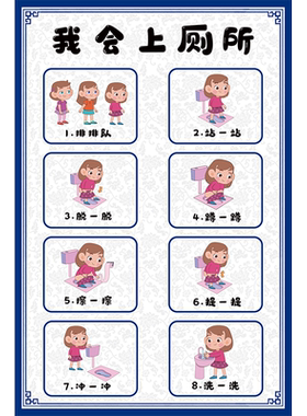 图文部落男生女生如厕流程环创贴