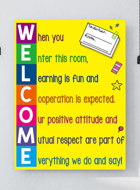 国际学校英语教室环创布置装饰海报双语幼儿园welcome欢迎主题墙