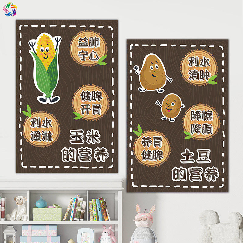 幼儿园植物角种植水培土培区蔬菜大蒜营养价值环创主题卡通墙贴画