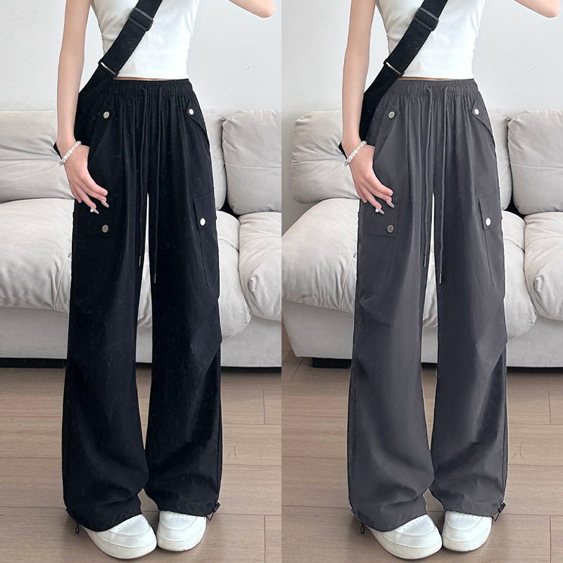 美式伞兵工装裤女夏季薄款高腰宽松阔腿复古小个子冰丝速干运动裤,女装/女士精品,休闲裤,淘宝优惠券,粉丝福利购,淘宝优惠卷