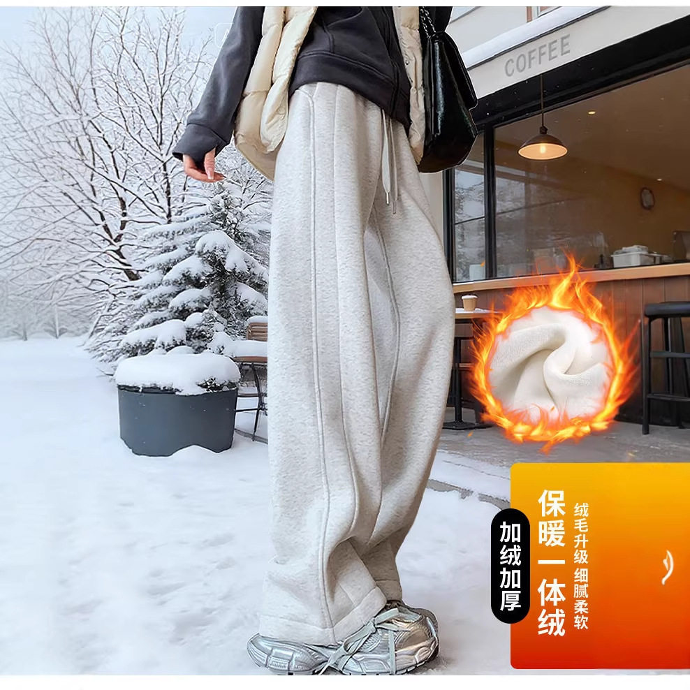 卫裤女秋冬季加厚外穿新款高腰白色阔腿裤加绒休闲羊羔绒运动裤子,女装/女士精品,休闲裤,淘宝优惠券,粉丝福利购,淘宝优惠卷
