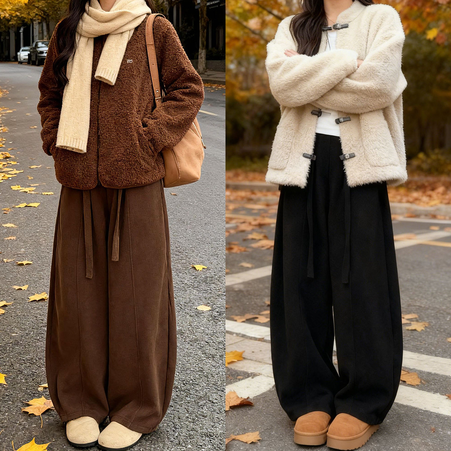 加绒棕色弯刀裤女冬2025新款小个子加厚灯芯绒宽松休闲镰刀阔腿裤,女装/女士精品,休闲裤,淘宝优惠券,粉丝福利购,淘宝优惠卷