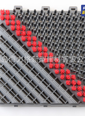F00灰块红刷门厅入口用防滑地垫 三合一塑料拼接除尘地垫入户地垫