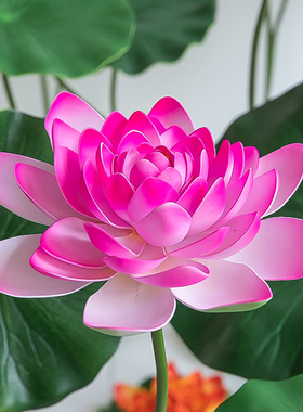 pv单支荷花仿真花荷叶莲蓬莲花拍照表演道具水池鱼池景观装饰假花