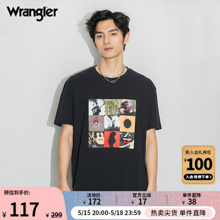 Oversize潮流印花男士 新款 短袖 Wrangler×Fender联名 T恤