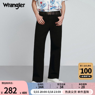 Wrangler威格24春夏新款 宽松阔腿男牛仔垮垮裤 黑色841Redding美式