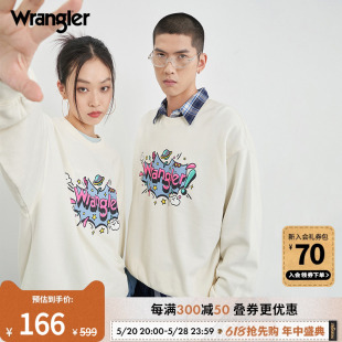 Wrangler威格24春夏新款 卫衣 舒适圆领印花长袖 无性别男女情侣款