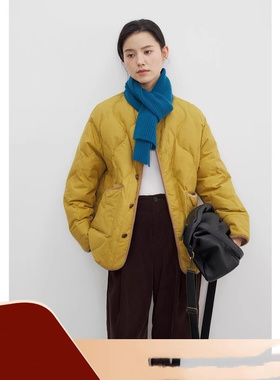 今年流行轻盈保暖90鹅绒 绗缝菱格显瘦 秋冬女复古短款羽绒服外套