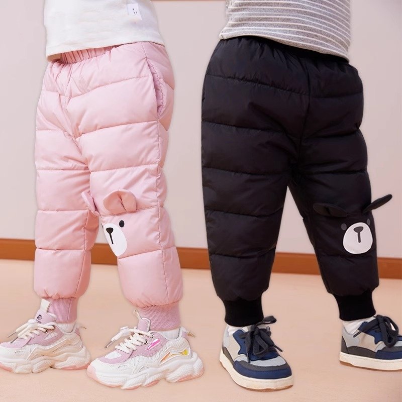 品牌折扣儿童羽绒裤男童女宝宝外穿加厚保暖白鸭绒小中大童装冬季