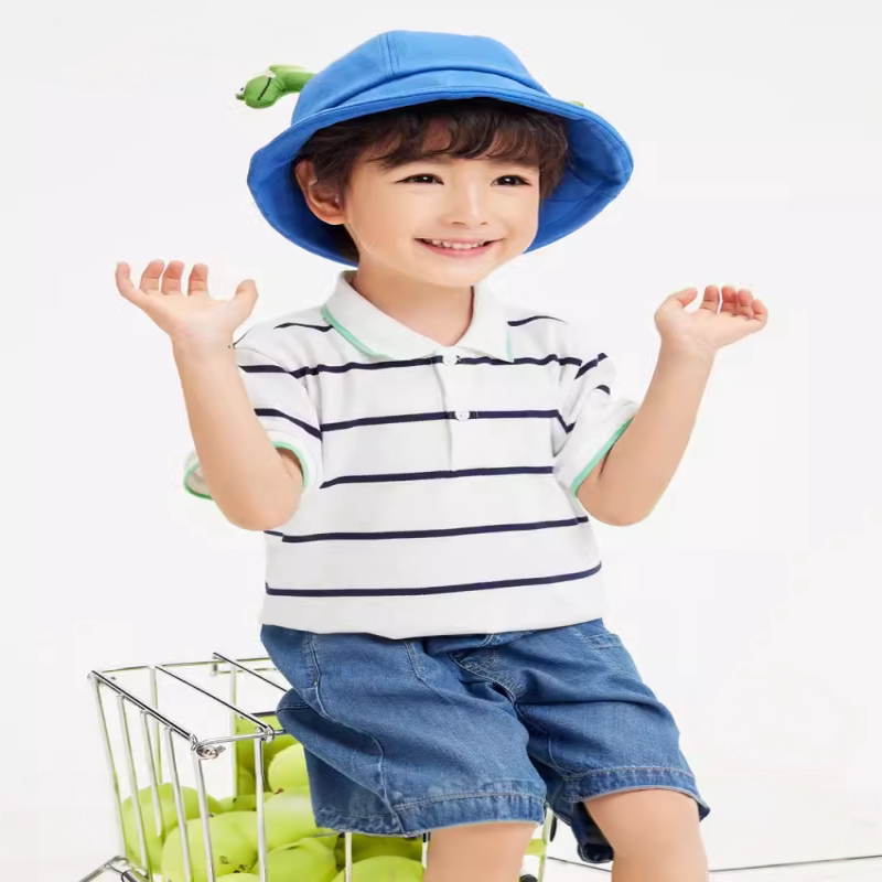 童装折扣男童短袖翻领条纹2024夏季polo衫儿童T恤中大童短袖上衣