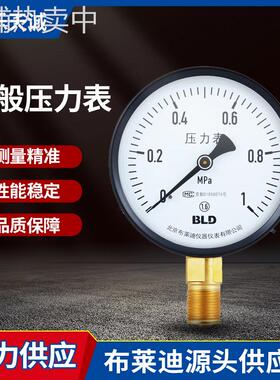 北京布莱迪一般压力表Y-060 -0.1～0MPa 2.5级M14X1.5径向压力表