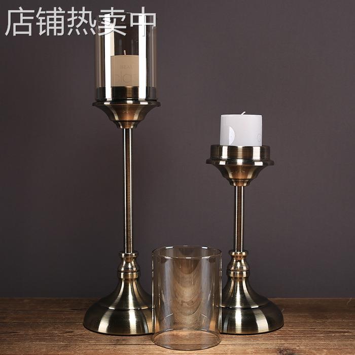 BK9K简约美式餐桌样板房酒柜软装饰品摆件烛光晚餐道具水晶金
