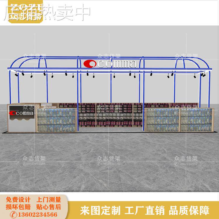 手机配件展示架商场中庭数码电器木质展示柜新款灯带框架装修设计