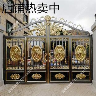 庭院不锈钢大门加厚不锈钢门不锈钢围墙大门家用双开门电动门 新款