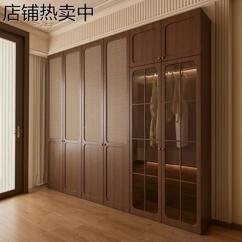 日式推拉门实木隐形隔断门卧室卫生间隐形伸缩门藤编门吊轨推拉门