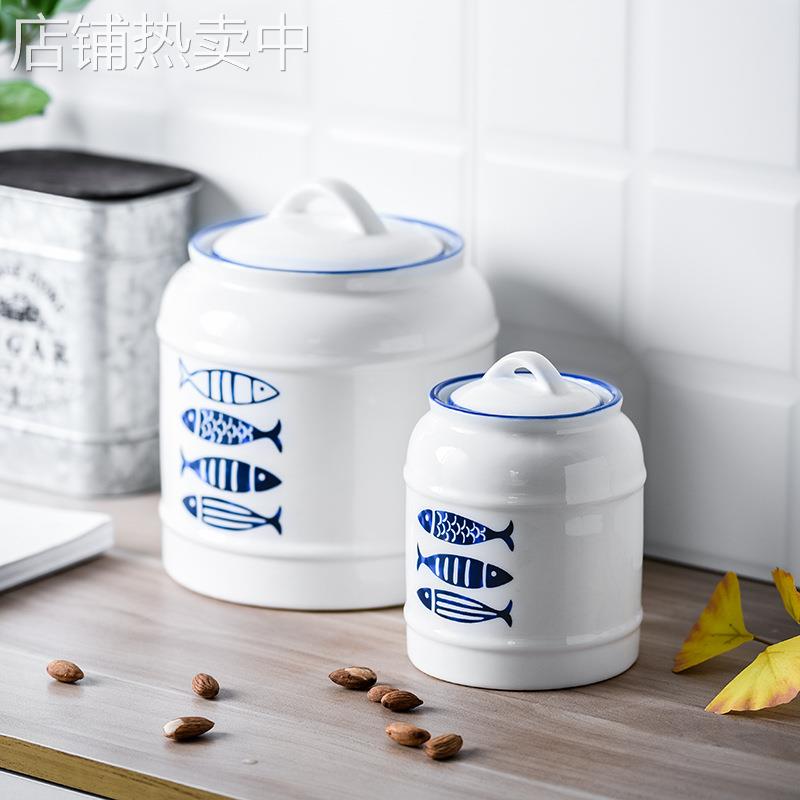 陶瓷密封罐带盖杂粮收纳罐大容量家用便携零食茶叶储物罐陶瓷亿恒