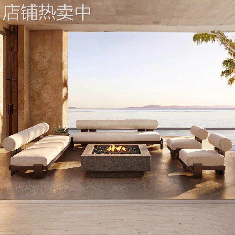 北欧极简实木布艺沙发设计民宿休闲靠背卡座现简约客厅卧室长凳