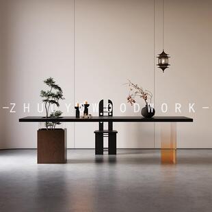 新中式实木茶桌椅组合中古风诧寂现代简约禅意功夫亚克力泡茶台桌