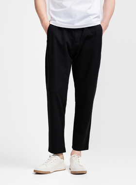 CAISEDI/凯施迪黑色松紧休闲九分裤简约百搭102BF3122130