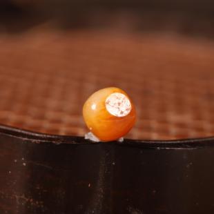 8mm天然新疆和田玉籽料黄沁珠子精品挂件顶珠籽玉单珠散珠手串