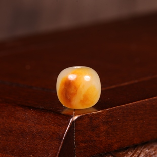 9mm新疆和田玉籽料老型珠黄沁珠子天然和田玉圆珠散珠手串配珠