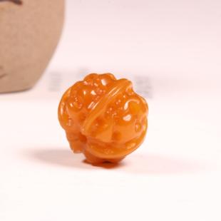 20mm新疆和田玉籽料黄沁圆珠核桃黄玉珠子散珠手串手持配珠顶珠