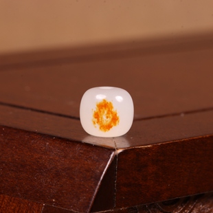 8mm天然和田玉老型珠新疆籽料单珠散珠珠子白玉红皮手串文玩饰品