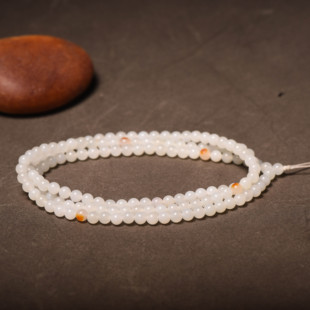 4mm正宗新疆和田玉籽料项链108手链手串白玉手串黄沁手持羊脂玉