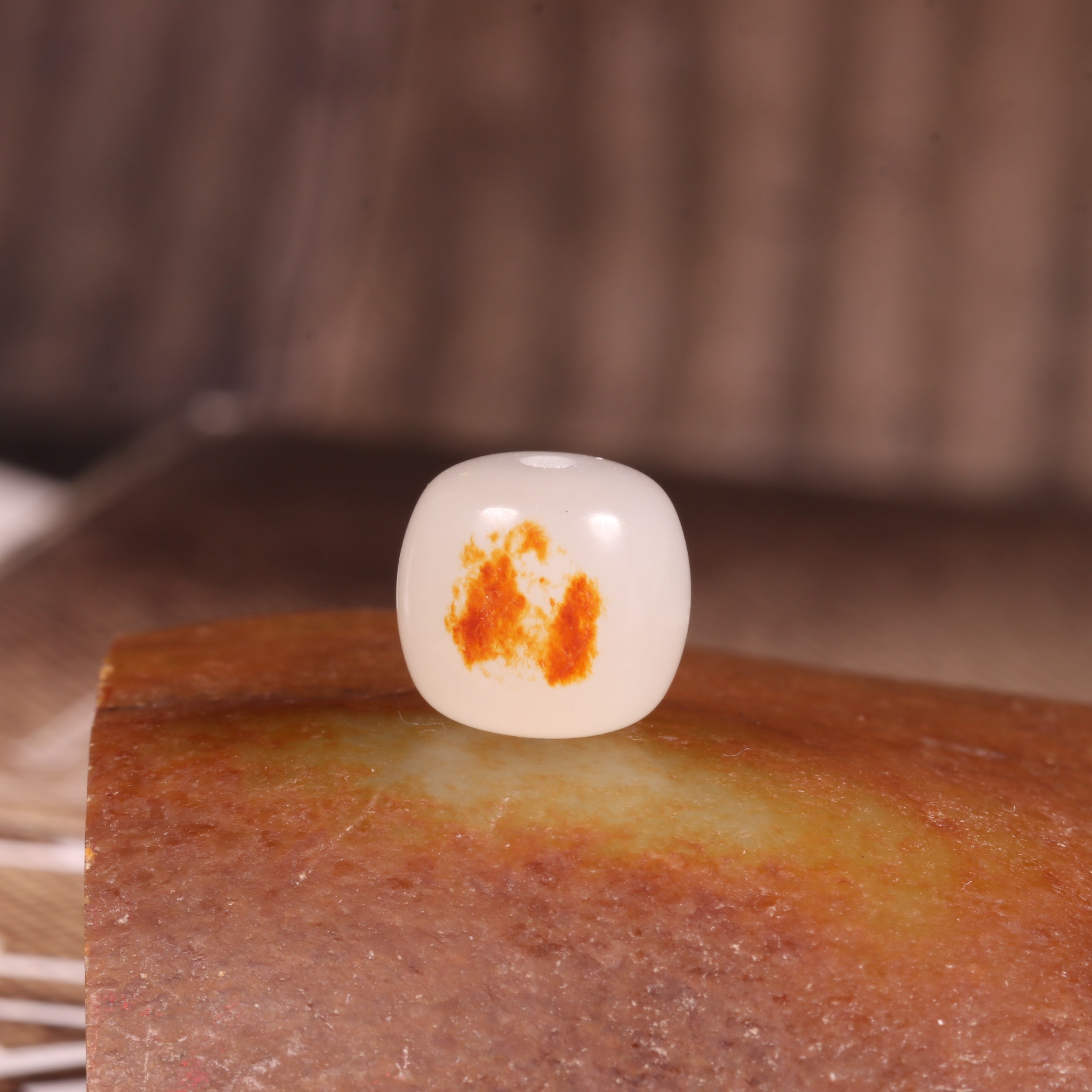 和田玉籽料老型珠红单珠散珠手链