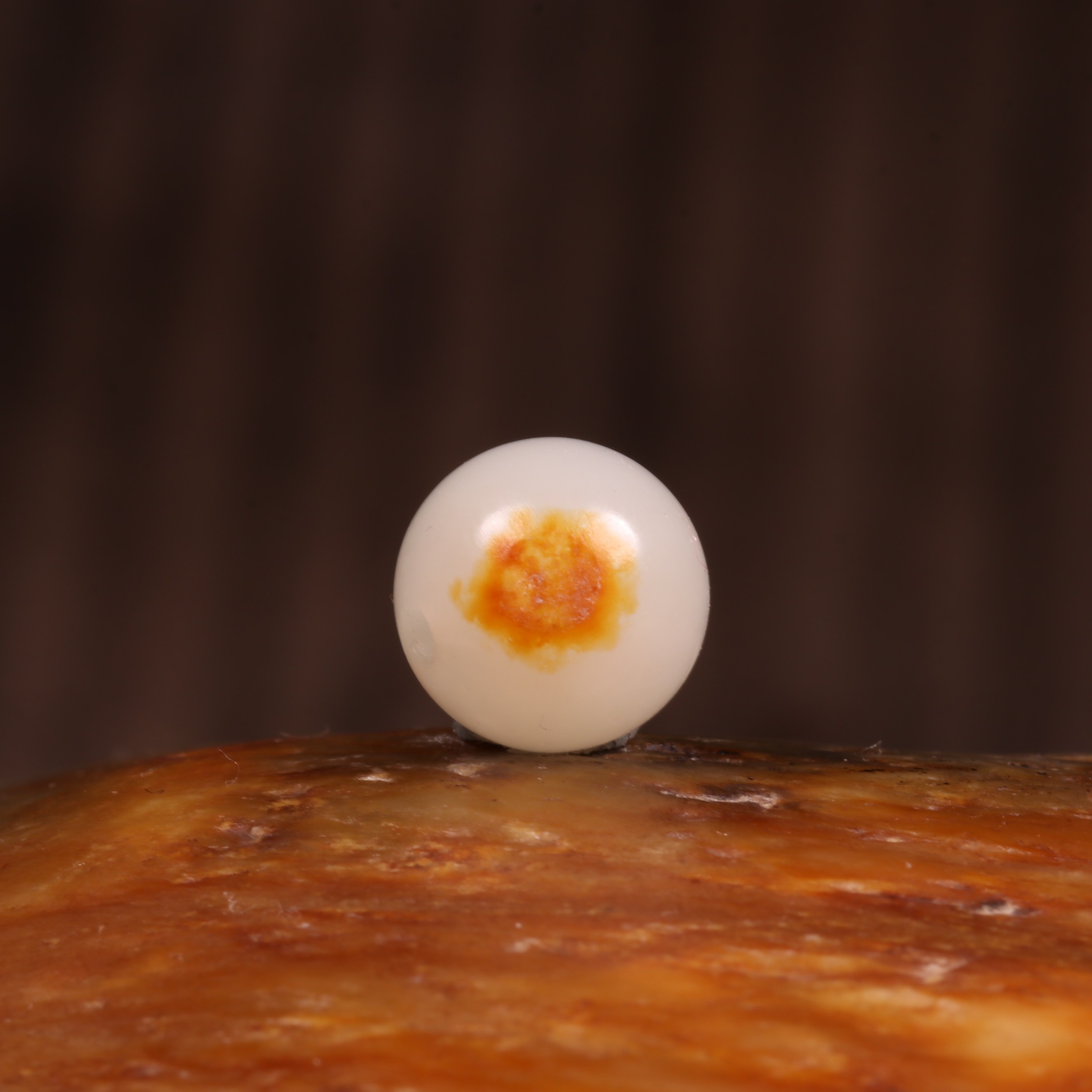 10mm正宗新疆和田玉籽料白玉珠子洒金皮单珠散珠多宝手串配珠珠子