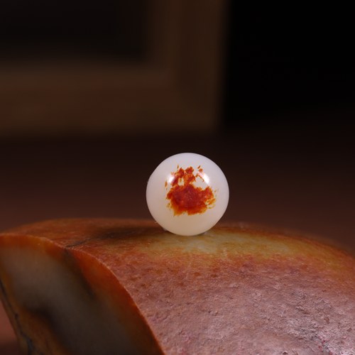 9mm和田玉籽料红皮圆珠