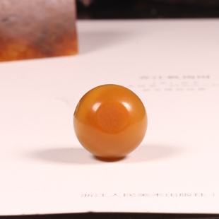 20mm正宗新疆和田玉籽料黄沁黄玉珠子单珠籽玉散珠圆珠锁骨珠