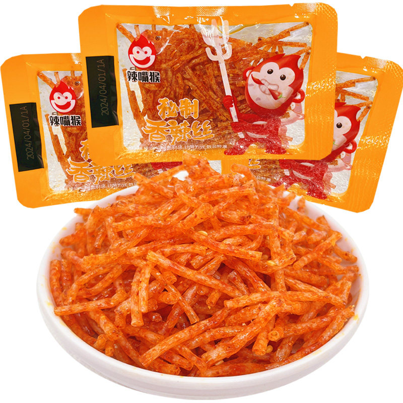 辣嘴猴香辣丝辣干子味辣条素牛筋面筋辣片童年怀旧休闲小零食小吃
