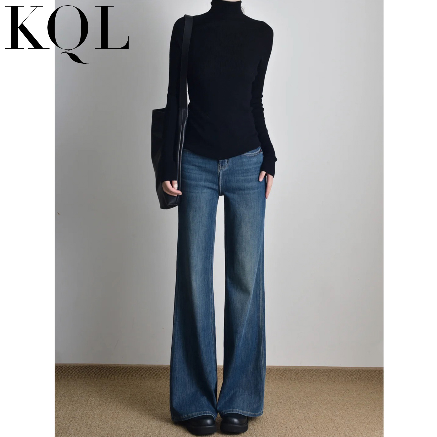 不贴腿微喇牛仔裤女拖地喇叭裤