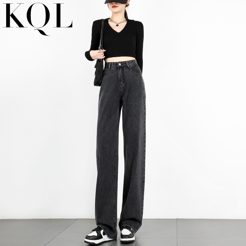 黑灰色高腰显瘦百搭加长