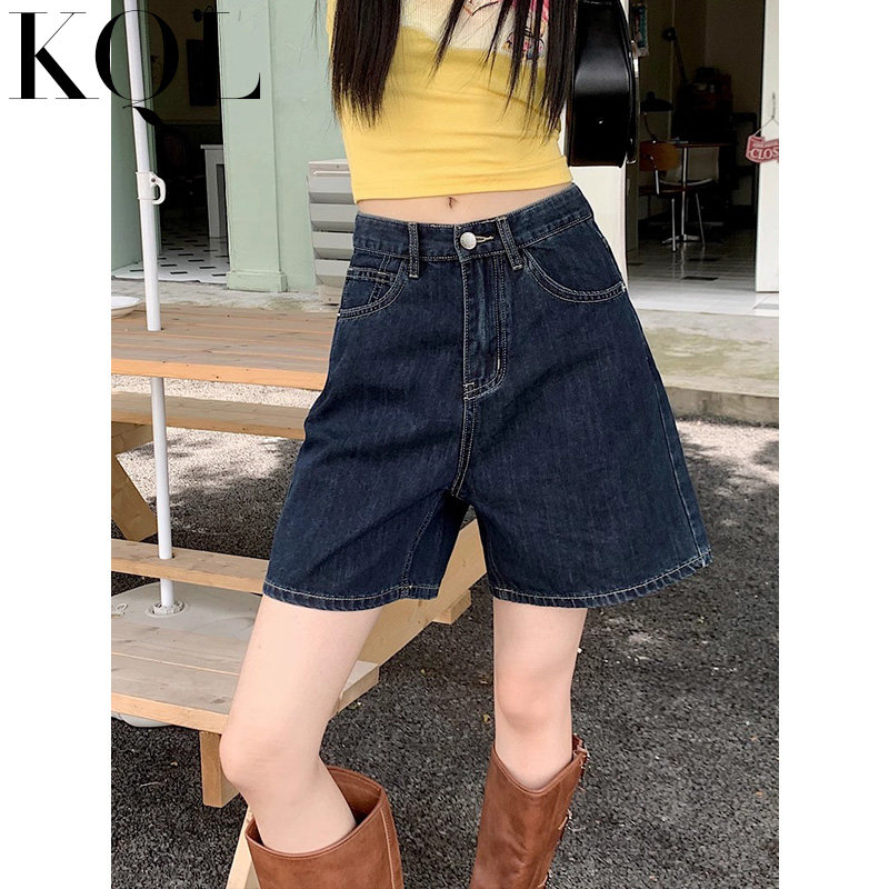 五分牛仔短裤女夏季薄款外穿小个子百搭高腰显瘦直筒a字阔腿中裤