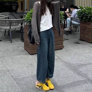 复古色高腰梨形身材宽松显瘦九分阔腿老爹裤 爆款 女秋季 哈伦牛仔裤