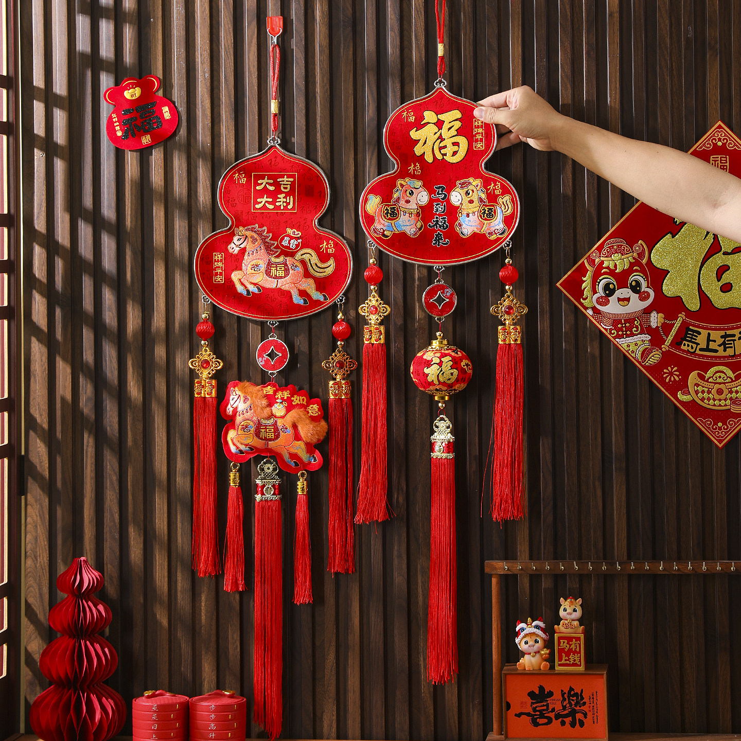 2026葫芦福字挂件新年春节流苏双鱼挂饰立体客厅装饰喜庆年货用品,节庆用品/礼品,挂饰/生肖挂饰,淘宝优惠券,粉丝福利购,淘宝优惠卷