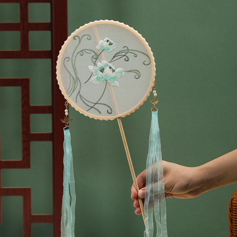中秋节双面刺绣手工成品团扇