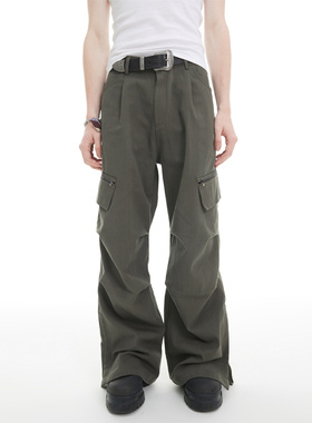 潮牌微喇叭裤子男春秋2023新款宽松痞帅长裤情侣高街潮ins工装裤