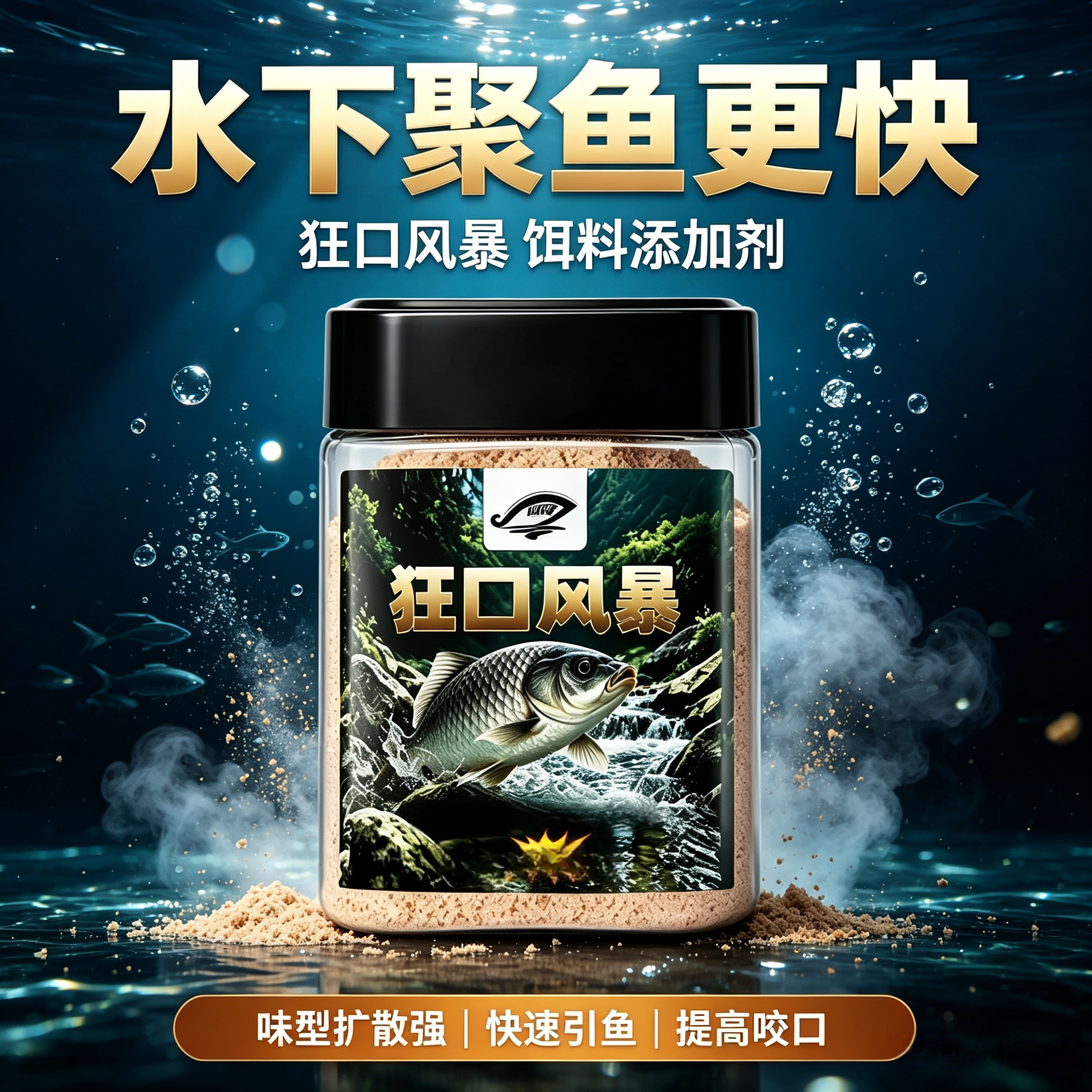 狂口风暴黑坑野钓鲫鲤草鳊罗非饵料开口剂诱食剂钓鱼小药四季通用