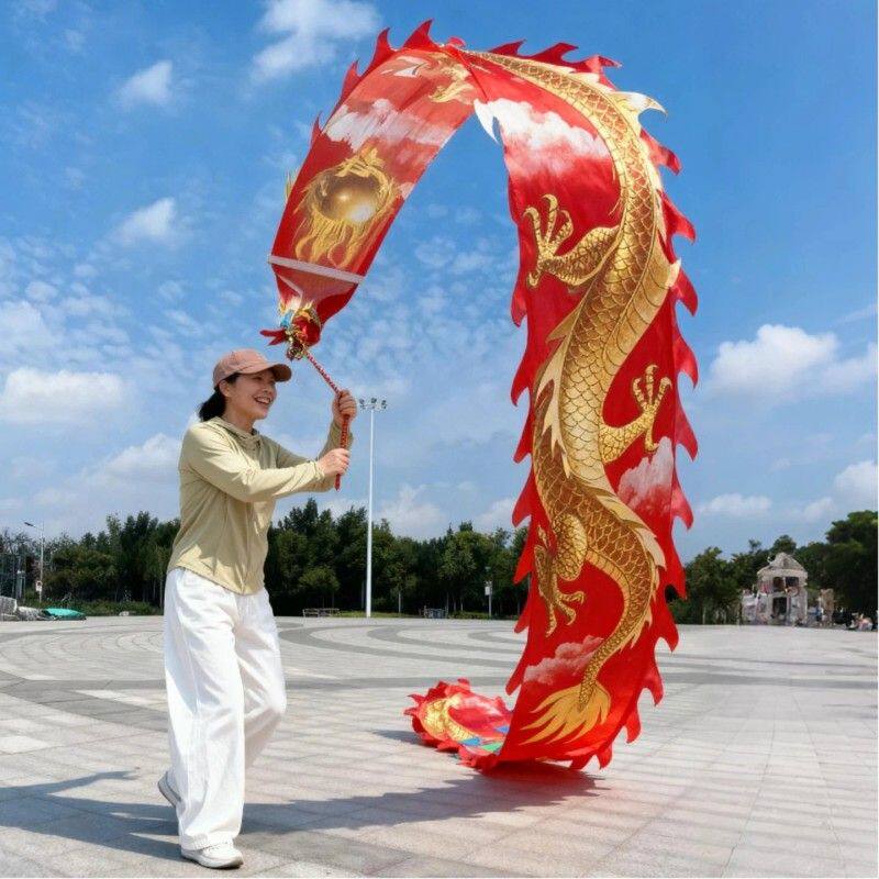 广场舞彩带龙成人全套中国龙舞龙彩带健身龙黄金龙舞龙道具手舞龙