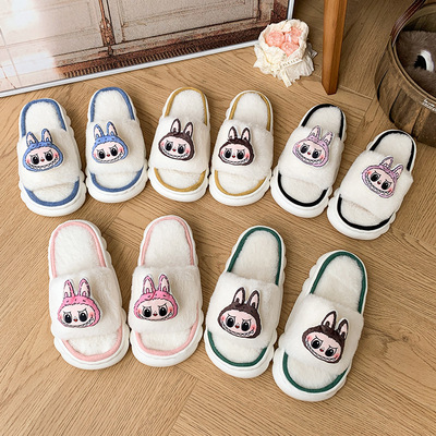 拉布布新款毛毛拖鞋儿童棉拖