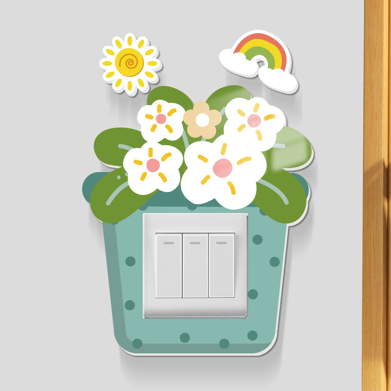 网红插座美化边框套可爱卡通创意装饰套防水开关保护套开关墙贴