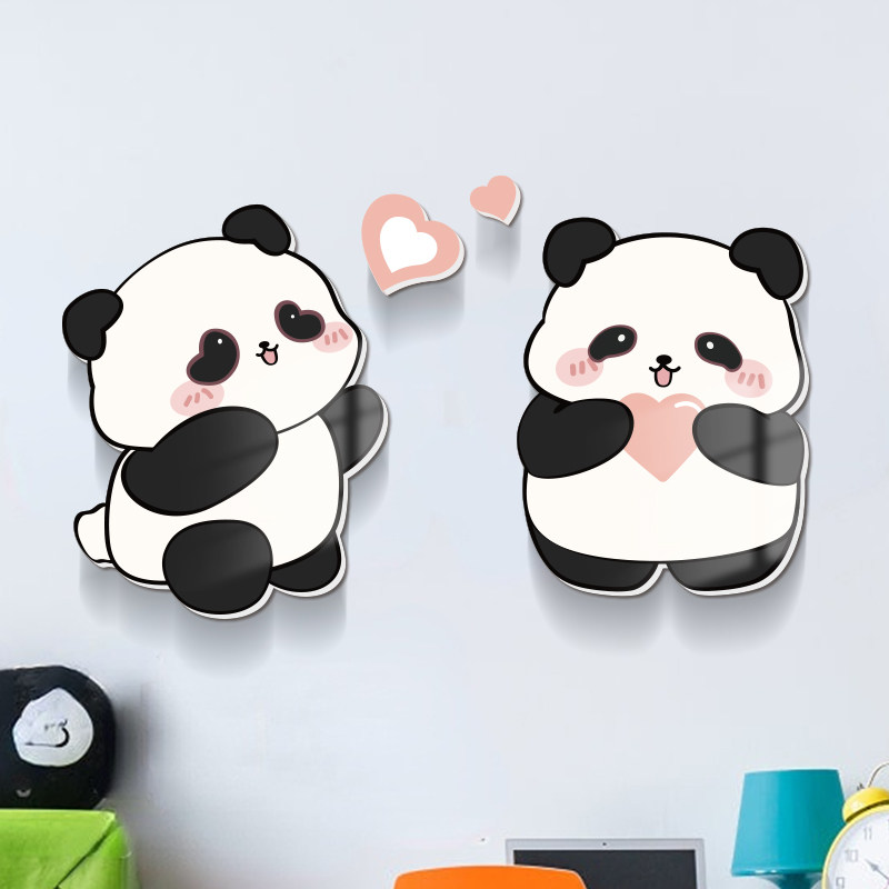 装饰墙贴遮丑补洞贴纸卧室房间门上墙面布置贴画自粘小图案小熊猫,家居饰品,软装墙贴,淘宝优惠券,粉丝福利购,淘宝优惠卷